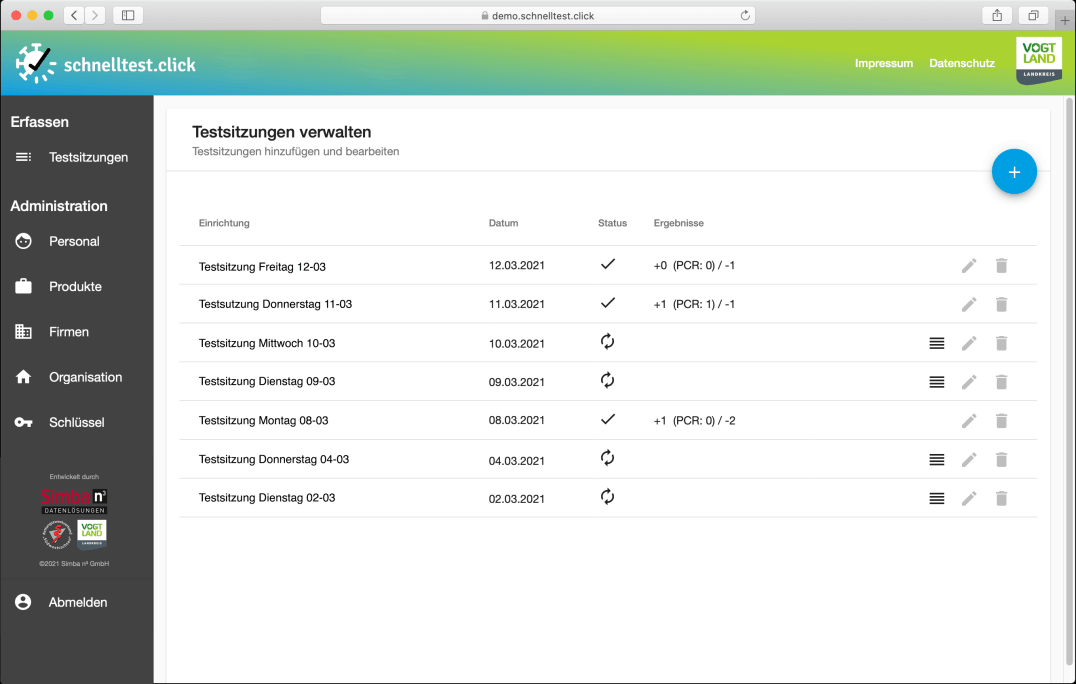 Anwendung schnelltest.click Bild 01