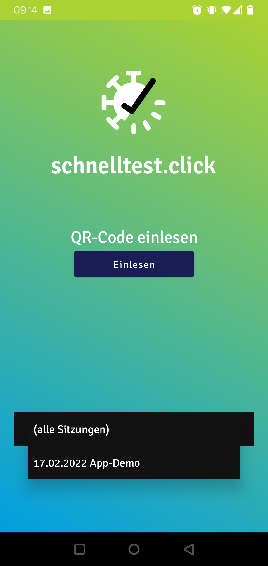 Android: Sitzungsauswahl